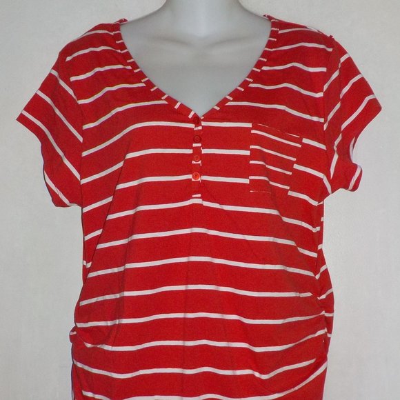 Oh ! Mamma maternity top sz XL 16 NWT red stripe - Picture 1 of 3